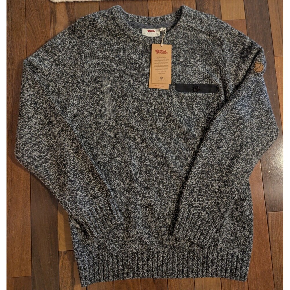 Fjallraven Lada Mens Round Neck Wool Sweater Gray Mens Medium NWT